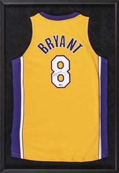Kobe Bryant Signed Los Angeles Lakers Home #8 Jersey In 29x42 Framed Display (UDA)